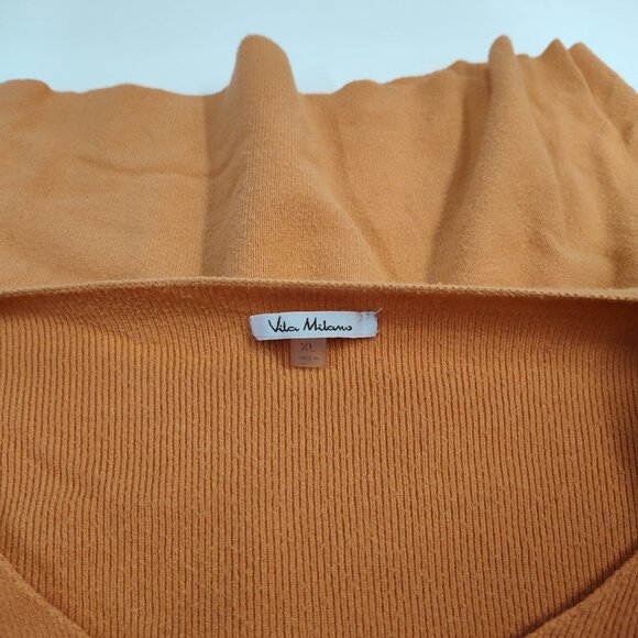 Vila Milano V-Neck Sweater Womens XL Textured Bishop Sleeves Peach Color - Picture 3 of 7